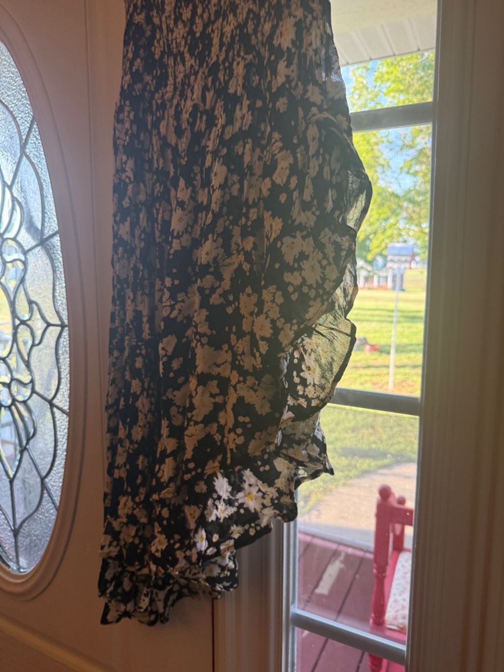 Floral Ruffle Black Midi Skirt - Picture 6 of 6